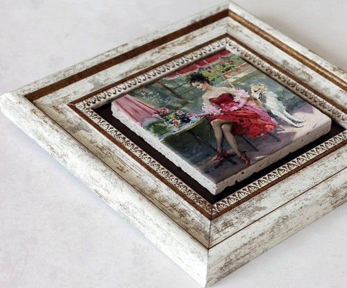 Büro Ev Ofis Dekoru için 20x20CM Tekli Çerçeveli Tasarım Taş Duvar Süsü No19
