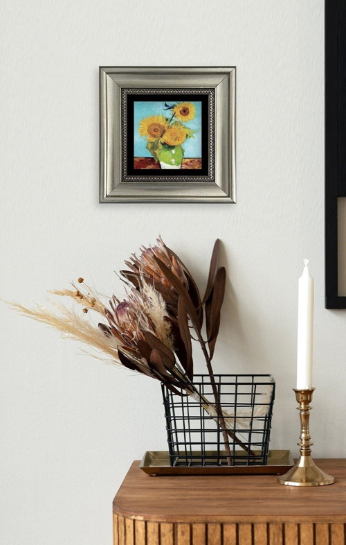 Büro Ev Ofis Dekoru için 20x20CM Tekli Çerçeveli VGogh Taş Duvar Süsü No106