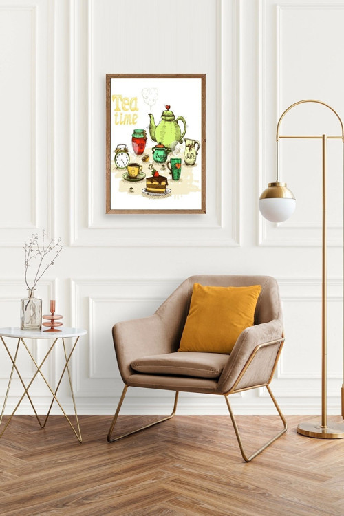 Büro Ev Ofis Dekoru için 23x30CM Tekli Ahşap Çerçeveli Beş Çayı Tema Tablo No2