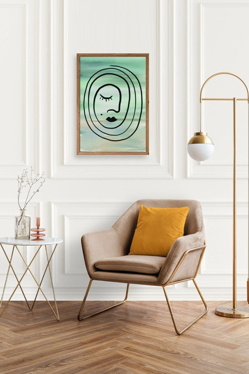 Büro Ev Ofis Dekoru için 50x70CM Tekli Ahşap Çerçeveli Soyut Stil Tablo No265