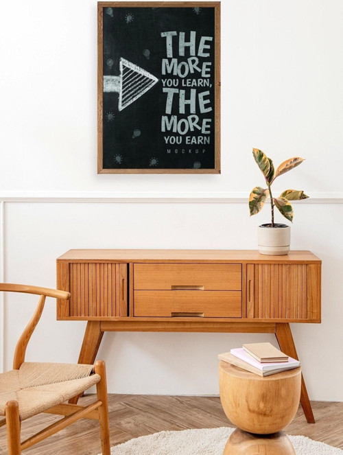 Büro Ev Ofis Dekoru için 50x70CM Tekli Ahşap Çerçeveli Motto Tema Tablo No327
