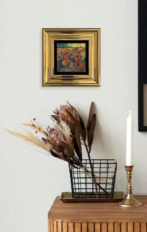 Büro Ev Ofis Dekoru için 20x20CM Tekli Çerçeveli VGogh Taş Duvar Süsü No83