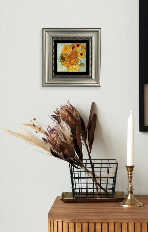 Büro Ev Ofis Dekoru için 20x20CM Tekli Çerçeveli VGogh Taş Duvar Süsü No206