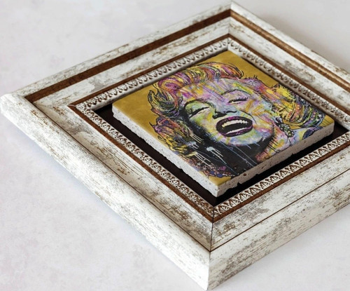 Büro Ev Ofis Dekoru için 20x20CM Tekli Çerçeveli MMonroe Taş Duvar Süsü No2