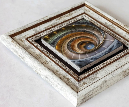 Büro Ev Ofis Dekoru için 20x20CM Tekli Çerçeveli Tasarım Taş Duvar Süsü No13