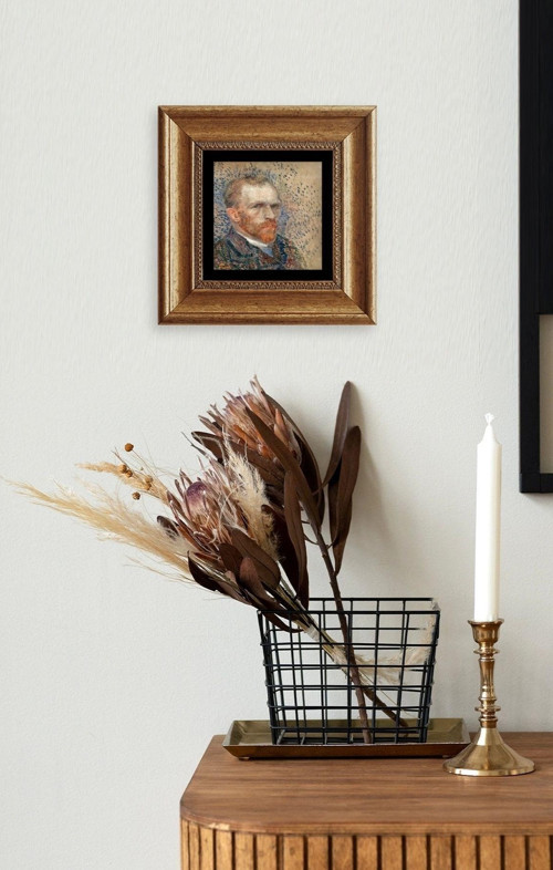 Büro Ev Ofis Dekoru için 20x20CM Tekli Çerçeveli VGogh Taş Duvar Süsü No179