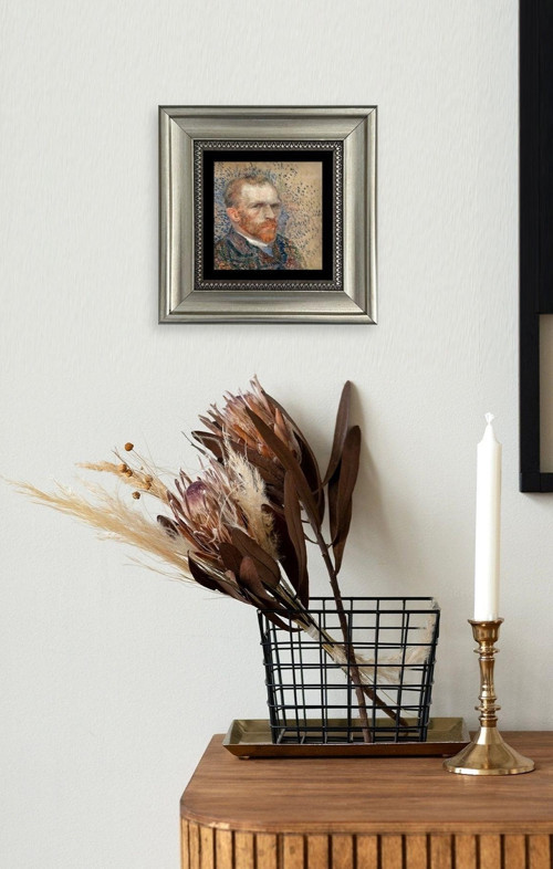 Büro Ev Ofis Dekoru için 20x20CM Tekli Çerçeveli VGogh Taş Duvar Süsü No224