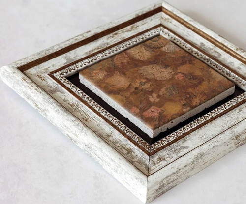 Büro Ev Ofis Dekoru için 20x20CM Tekli Çerçeveli Tasarım Taş Duvar Süsü No32