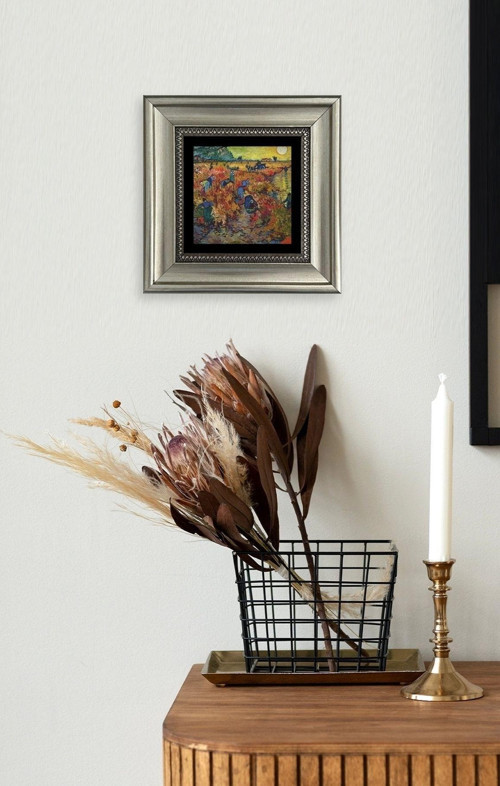 Büro Ev Ofis Dekoru için 20x20CM Tekli Çerçeveli VGogh Taş Duvar Süsü No187