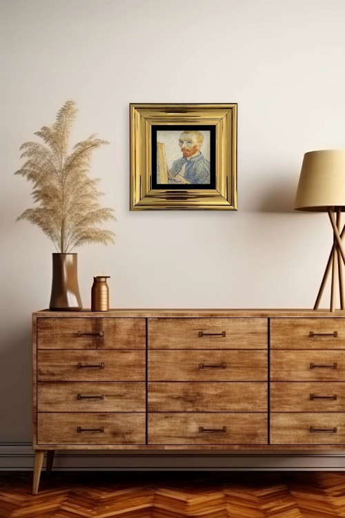 Büro Ev Ofis Dekoru için 20x20CM Tekli Çerçeveli VGogh Taş Duvar Süsü No146