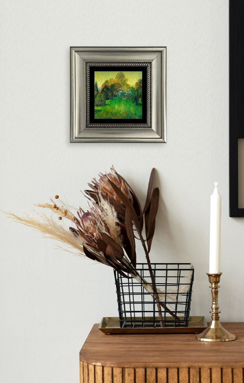 Büro Ev Ofis Dekoru için 20x20CM Tekli Çerçeveli VGogh Taş Duvar Süsü No234