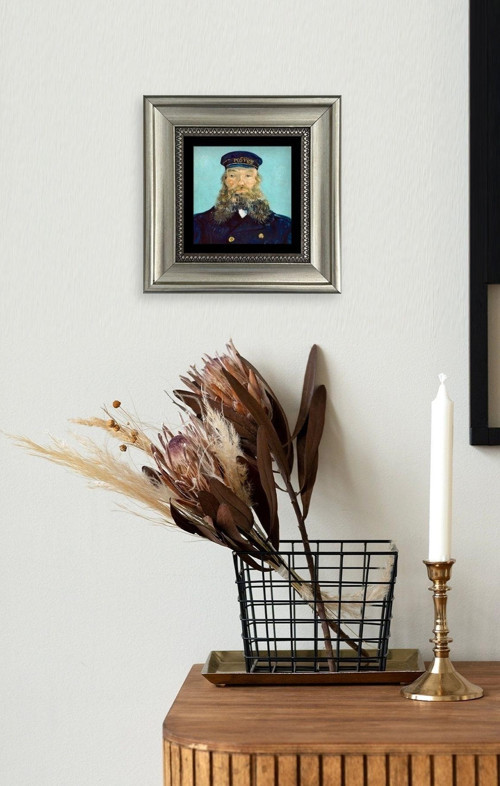 Büro Ev Ofis Dekoru için 20x20CM Tekli Çerçeveli VGogh Taş Duvar Süsü No102