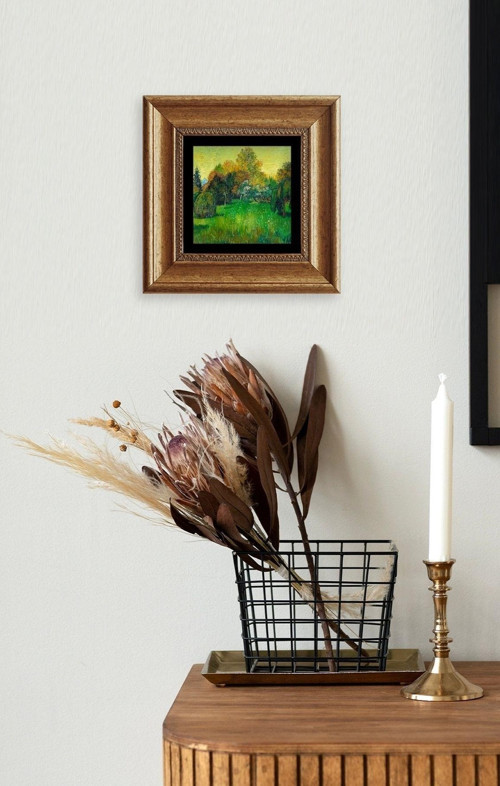 Büro Ev Ofis Dekoru için 20x20CM Tekli Çerçeveli VGogh Taş Duvar Süsü No218
