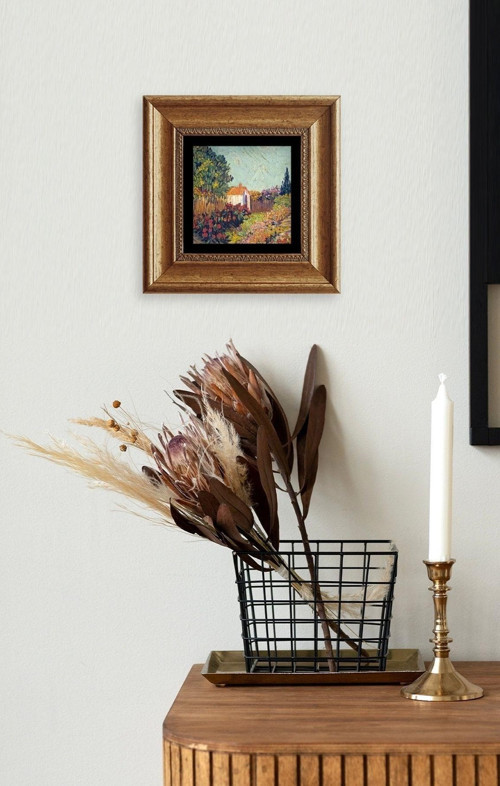Büro Ev Ofis Dekoru için 20x20CM Tekli Çerçeveli VGogh Taş Duvar Süsü No164