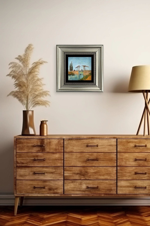 Büro Ev Ofis Dekoru için 20x20CM Tekli Çerçeveli VGogh Taş Duvar Süsü No178