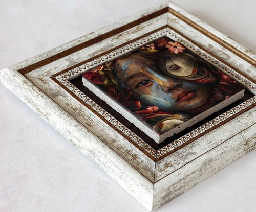 Büro Ev Ofis Dekoru için 20x20CM Tekli Çerçeveli Afrikalı Çocuk Tema Taş Duvar Süsü