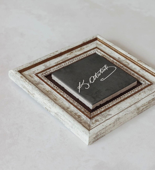 Büro Ev Ofis Dekoru için 20x20CM Tekli Çerçeveli ATATÜRK İmzası Taş Duvar Süsü No30
