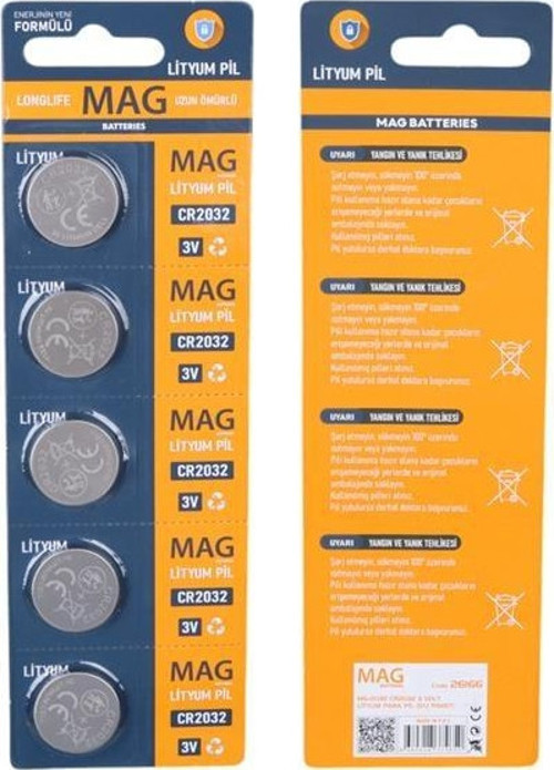 Mag Batteries Mg-2032 Para Pil Cr2032 3 Volt Lityum Para Pil (5'Li Paket)