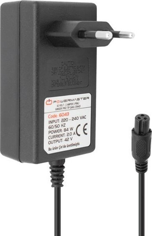 Powermaster 42 Volt - 1 Amper 3 Pinli Ginger Priz Tip Şarj Cihazı Pm-6043