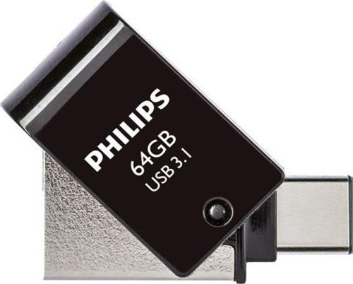 Philips Fm64Dc152B/00 64Gb 2 In 1 Type-C/Usb 3.1 Siyah Gri Usb Flash Bellek