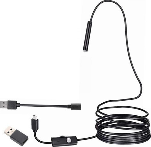 Powermaster 3In1 Micro Usb+Type C+Pc 8 Mm Işıklı 5 Metre Endeskop Yılan Kamera