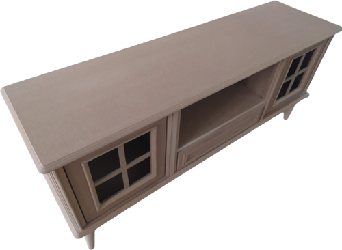 Tv Sehpa ST 17458 Pencere Klasik Model Kayın Torna Retro Ayak Ham Renk El Yapım
