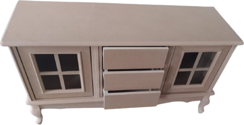 Tv Sehpa ST 17454 Pencere W+indovs Klasik Model Kayın Aslan Ayak Ham Renk El Yapım