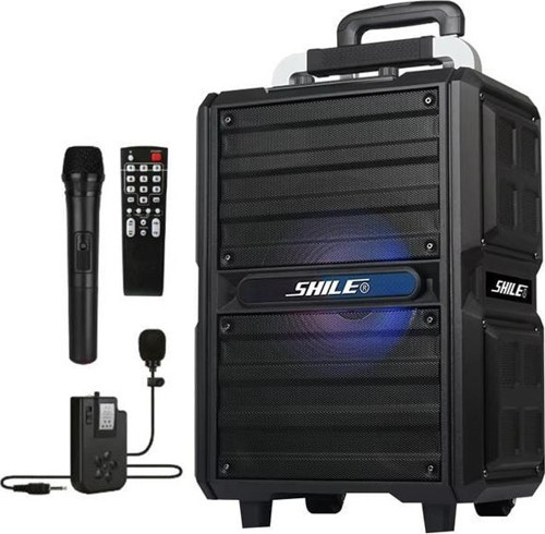 Shile Sl-2017 50 Watt Taşınabilir Seyyar Aktif Amfi Hoparlör Kablosuz El + Yaka Mikrofonlu Usb+Sd+Bt