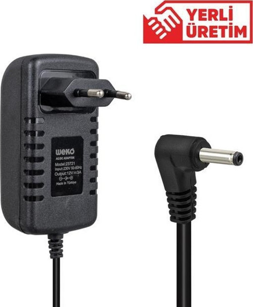 Weko 12 Volt - 3 Amper 3.5*1.35 Uçlu Yerli Üretim Yazar Kasa Pos Adaptörü