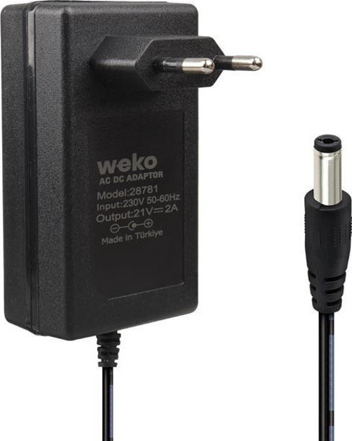 Weko 21 Volt - 2 Amper 5.5*2.5 Mm Uçlu Kırmızı Yeşil Ledli Priz Tipi Şarjlı Matkap Adaptörü