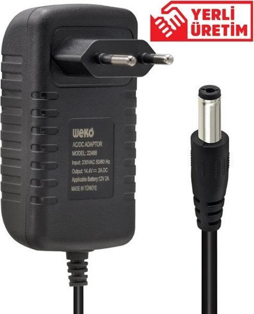 Weko 14.4 Volt - 2 Amper 5.5*2.5 Uçlu Kırmızı Yeşil Ledli Yerli Üretim Akü Şarj Cihazı