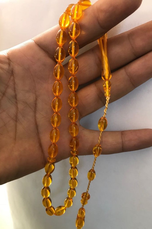 Toz Kehribar Tesbih Sarı Renk