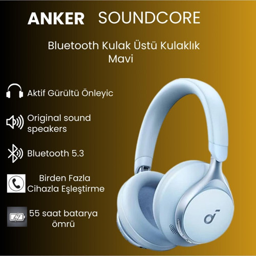 SOUNDCORE Kulaklık İle Konfor Her Anlamda Sizinle ,Bluetooth Kulak üstü Kulaklık -Mavi