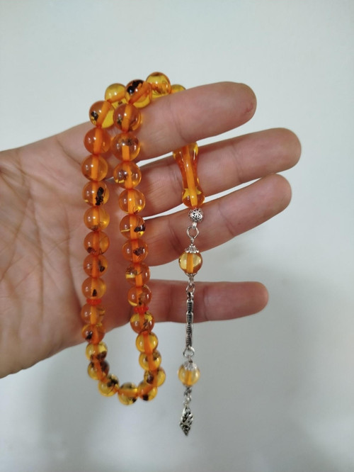 Kehribar Tesbih Karınca Fosilli Kehribar Tesbih Küre Tesbih