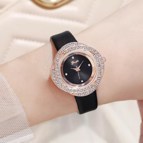 Kadın Kol Saati Lüks Moda Şık Trend Saat Siyah Rose Gold