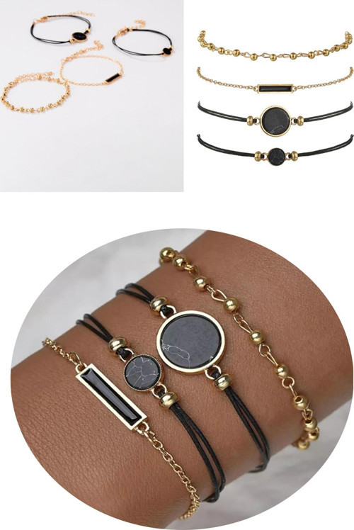 Kadın Bilekliği Takı Rose Gold Trend Hediye Şık 4'lü RB44