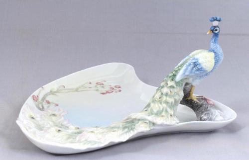 Veronese Biblolar ? Porselen-tavuskuşlu Tabak-22,5*21,5*12,5 Cm-jap20317aa