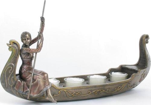 Veronese Serisi- Kayık Içinde Kadın Mumluk Bronz-17,5*39,5*11 Cm.