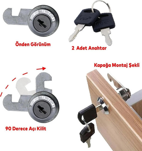 MANDALLI ÇEKMECE KİLİDİ NİKEL 20 MM