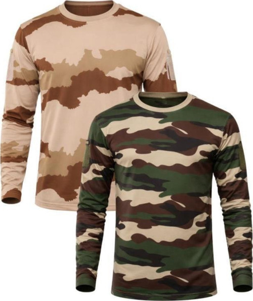 2’li Set Unisex Kamuflaj Desen Uzun Kollu %100 Pamuk Kamp · Askeri · Spor · Günlük T-Shirt L//Çok Renkli