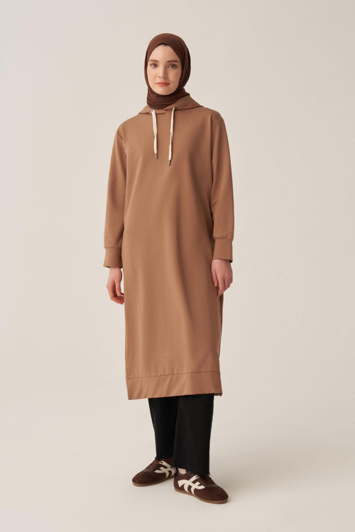 Vizon-Kapüşonlu Rahat Tunik