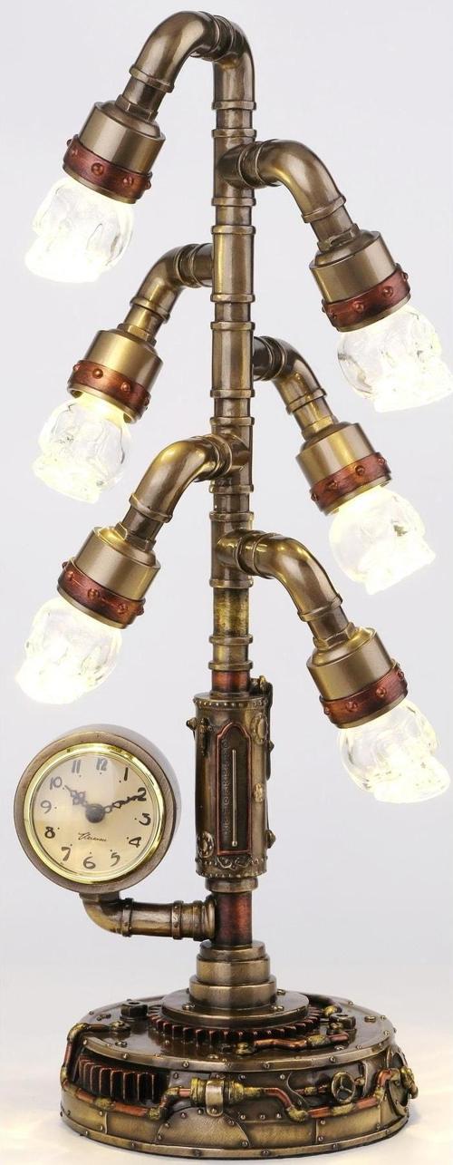 Veronese Serisi- Steampunk Isıklı Saat-43*13,5*13,5 Cm.