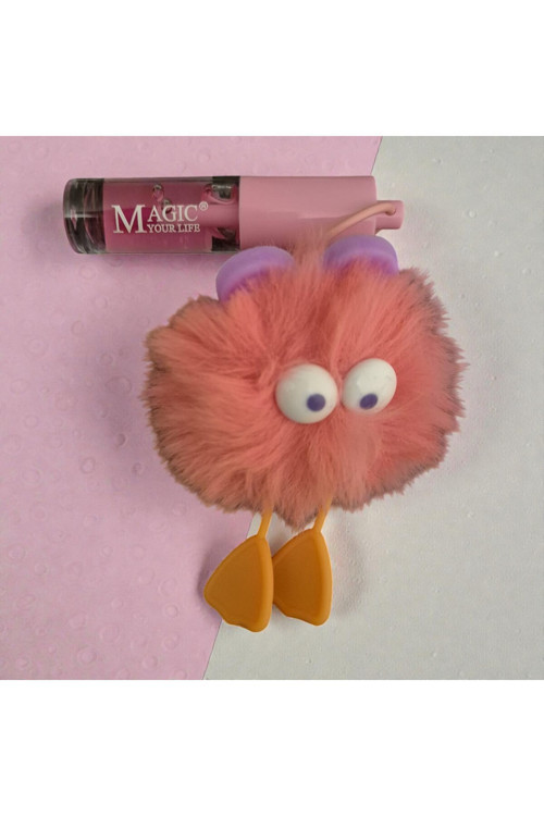 Lipgloss Tropikal Kokulu Işıltılı Lip Gloss + Şirin Peluş Anahtarlık Seti Çocuk-Genç Magic Your Life