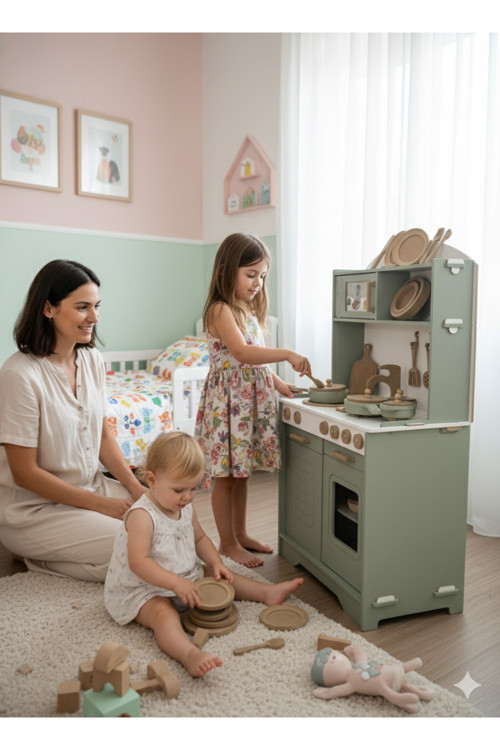 14 Parça Servis Seti Hediyeli Ihlamur Oyuncak Tencere Ve Tava Setli Mutfak Seti