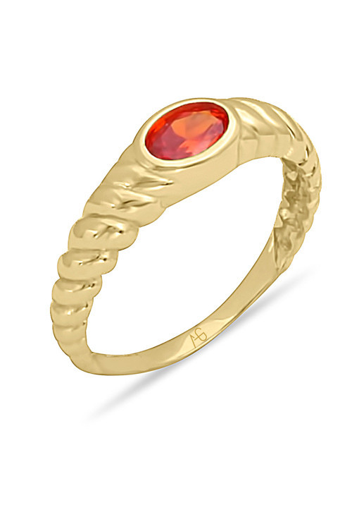 Garnet Taşlı Altın Yüzük (YZK1221)
