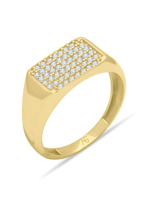 Kare Model Altın Taşlı Yüzük (YZK1252)