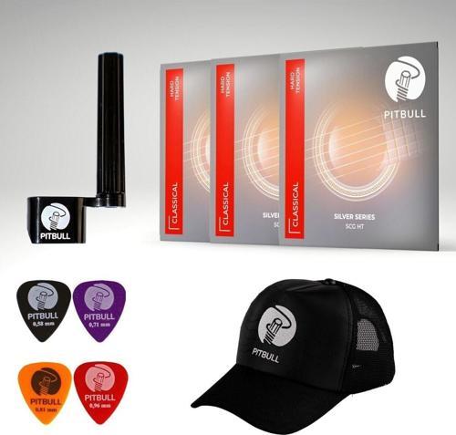 Strings SILVER Seri Klasik Gitar Teli 3'lü Set Hard Tansiyon(Tel Sarıcı+4 Pena+Şapka)