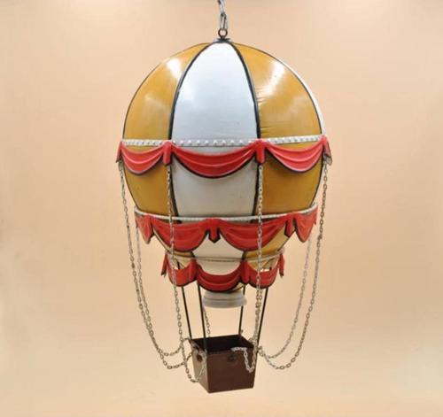 Vintage Metal Retro Sıcak Hava Balonu Sarı-45 Cm.