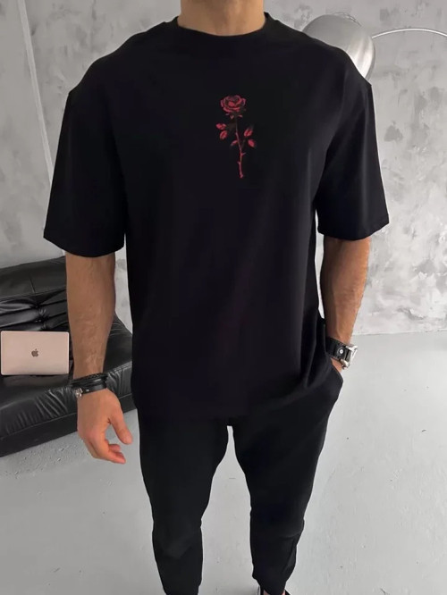 MDB Unisex Bisiklet Yaka Baskılı Oversize Thirt iyah