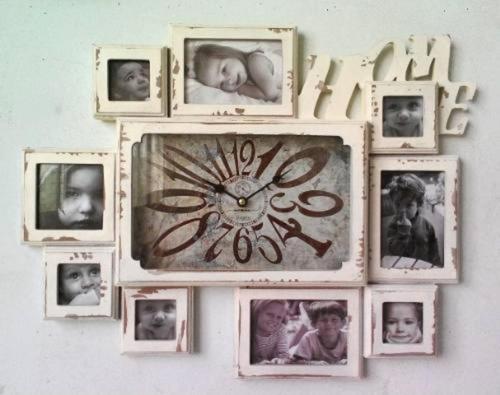 Mutfak Saatleri Serisi-mb Fotoğraf Çerçeveli Eskitilmiş Home Temalı Duvar Saati